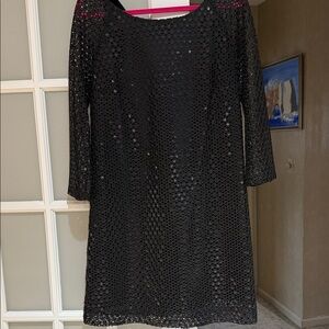 Lilly Pulitzer Black Sequin Long Sleeve Dress